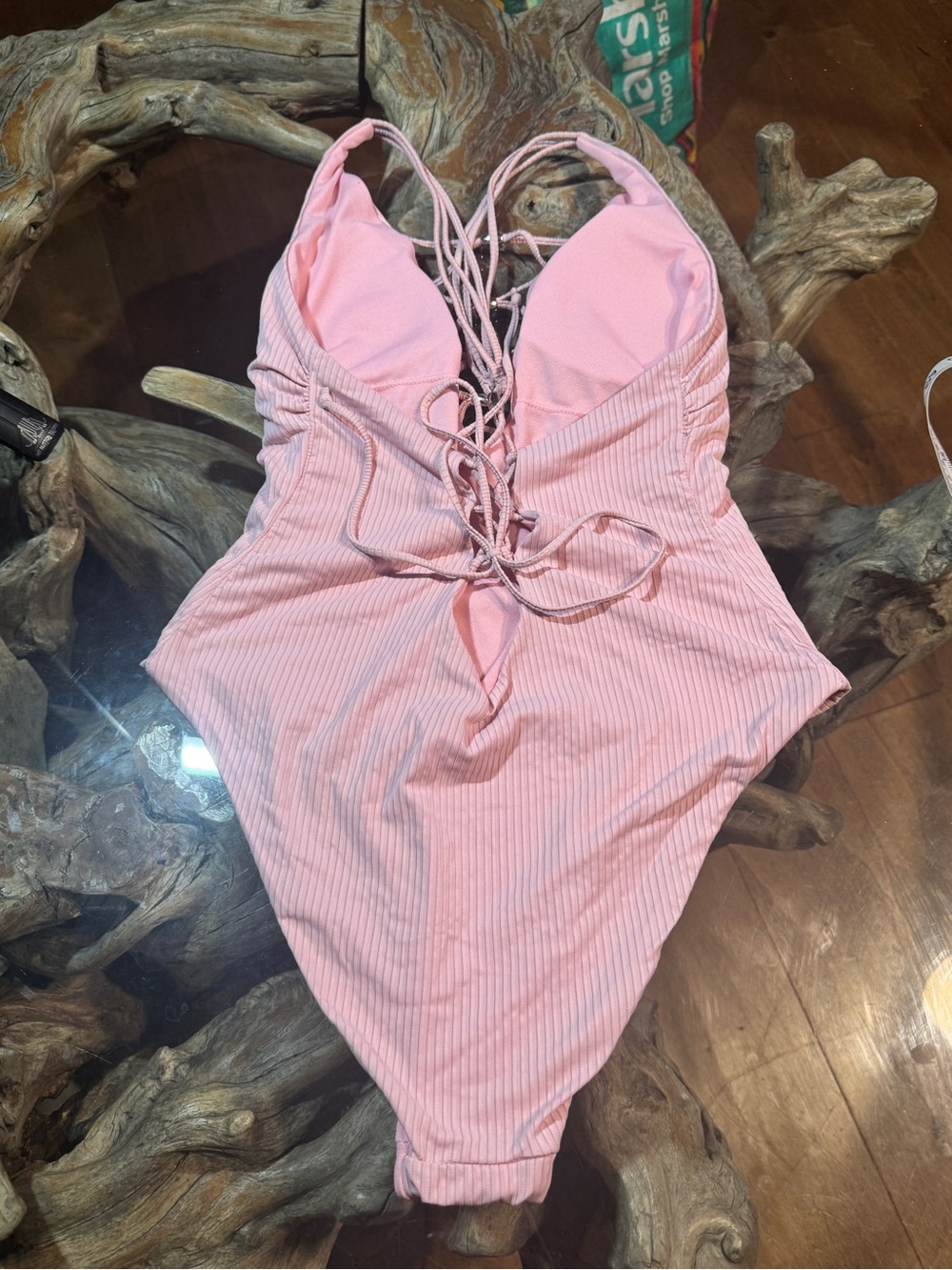 Pink Ribbed One-Piece Swimsuit - Picture 3 of 6